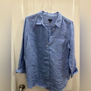 Talbots womens 100% Linen Blue Button Down Shirt XLPetite. Cottagecore